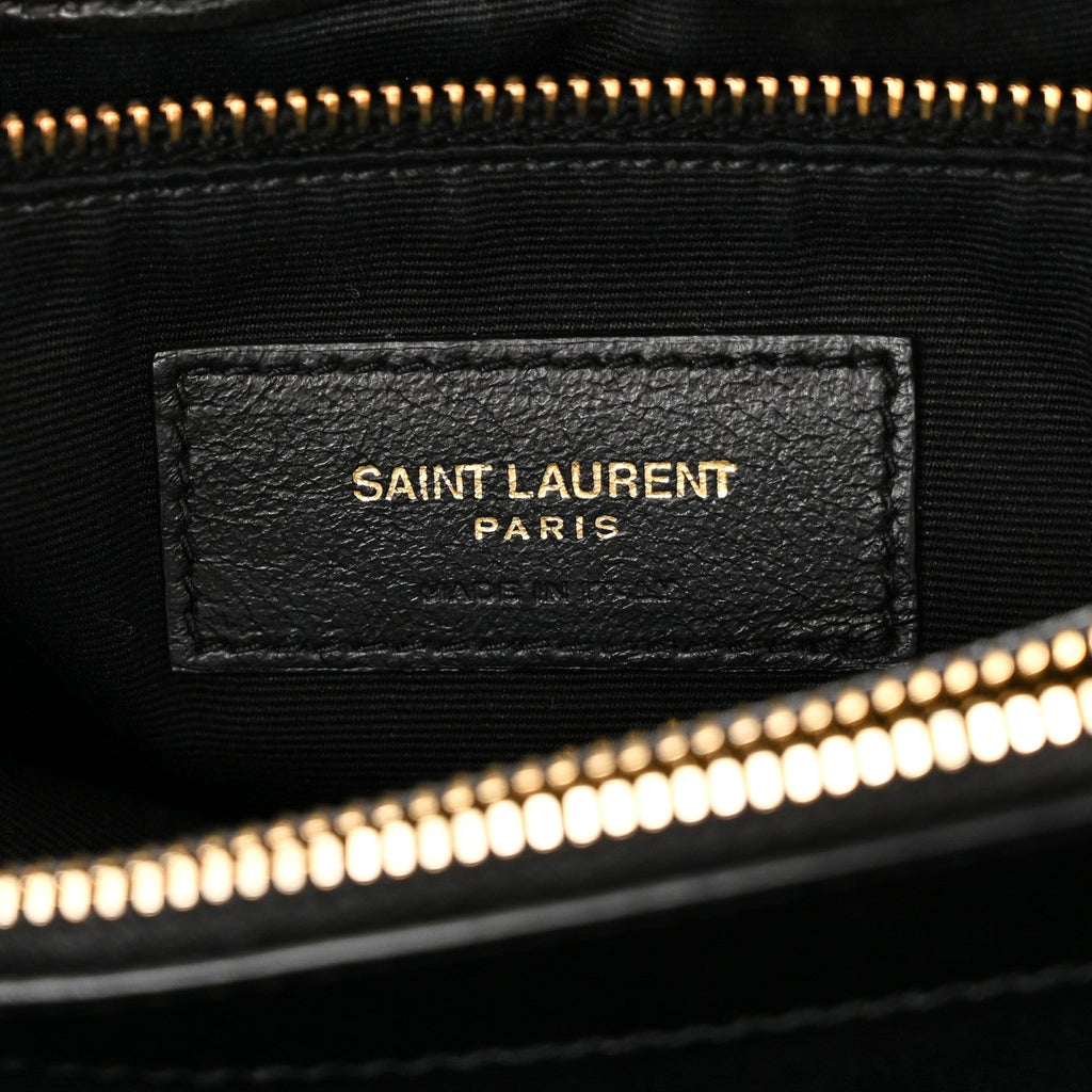 Calfskin Y Quilted Monogram Large Loulou Chain Satchel Black