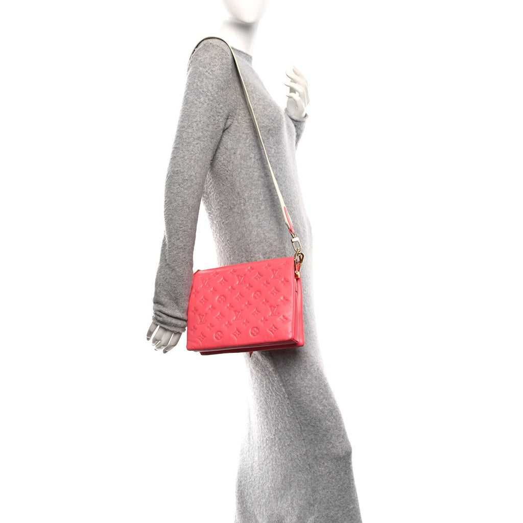 Lambskin Embossed Monogram Coussin PM Coral
