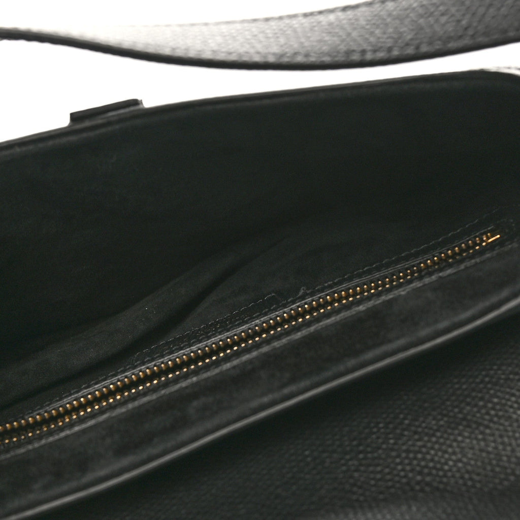 Grained Calfskin Saddle Bag Black