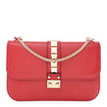Vitello Medium Glam Lock Rockstud Flap Rubino