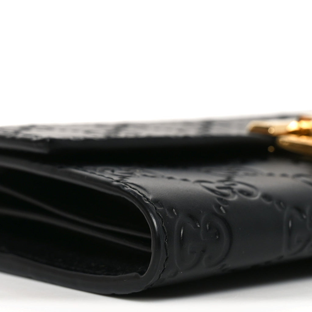 Guccissima Padlock Chain Wallet Black