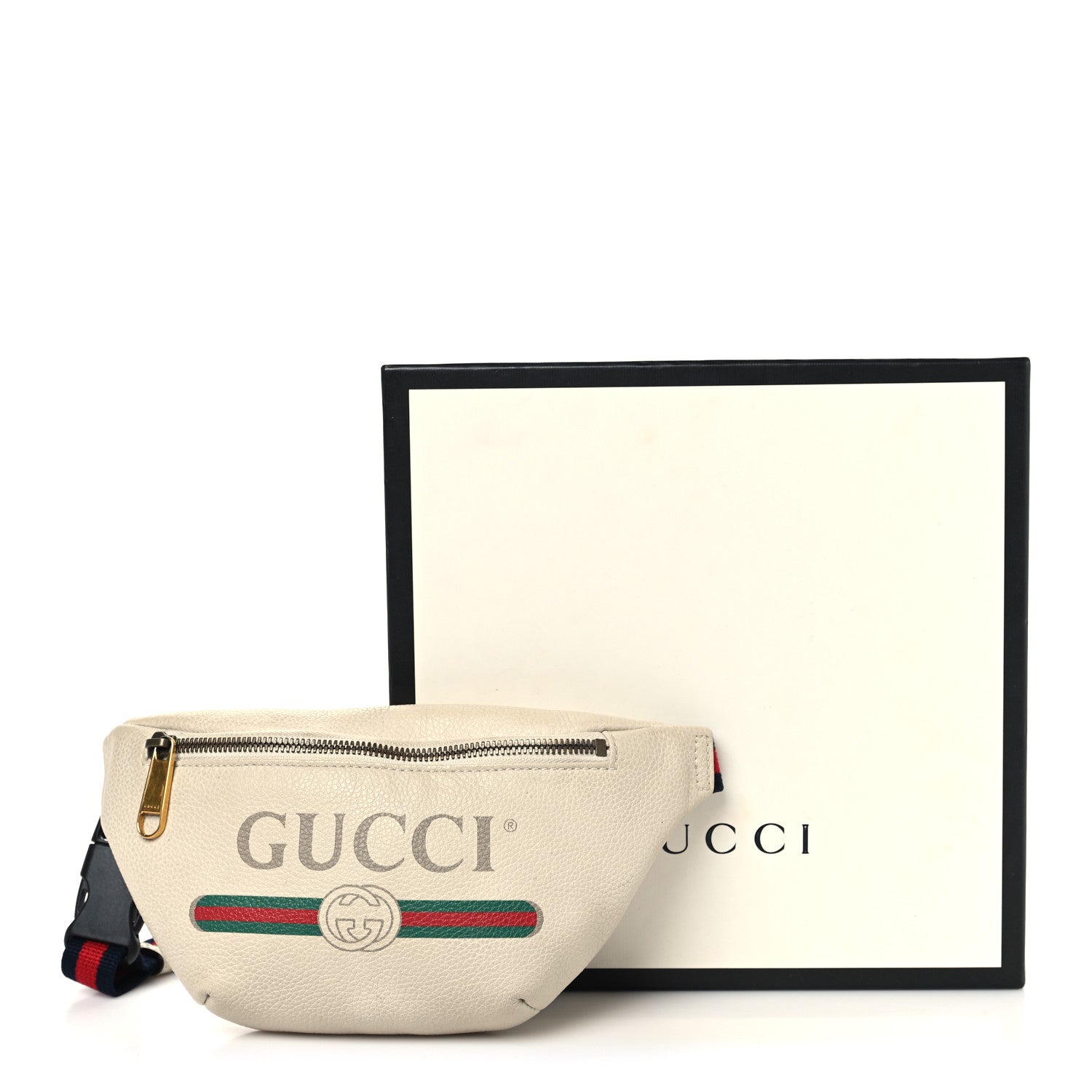 Grained Calfskin Small Logo Belt Bag White