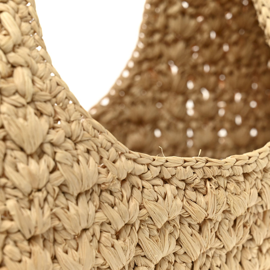 Raffia Calfskin Triomphe Panier Hobo Bag Natural Tan