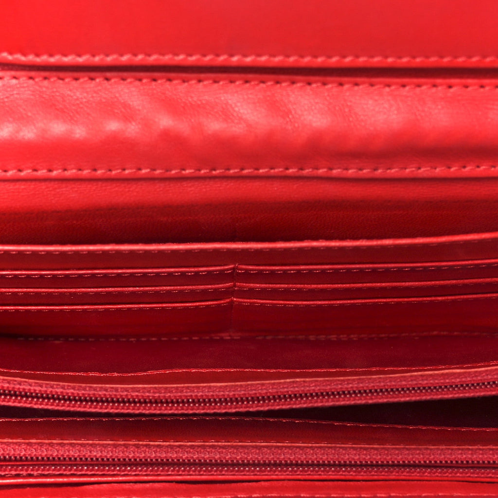 Lambskin Quilted Chain Clutch Flap Red