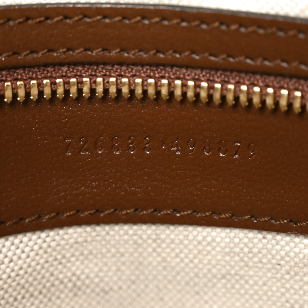 GG Supreme Monogram Azalea Calfskin Retro Interlocking G Wristlet Messenger Bag Beige Ebony Brown Sugar