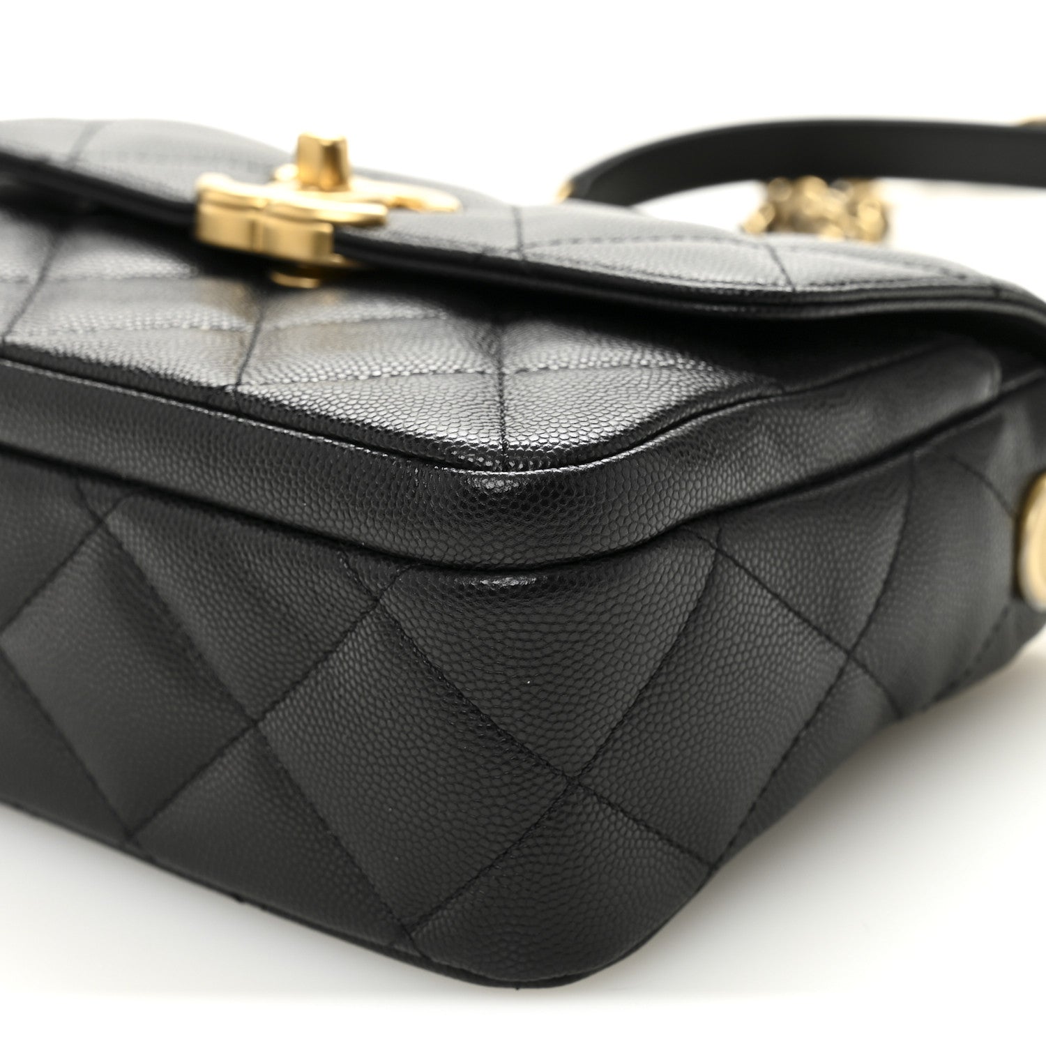 Shiny Caviar Quilted Mini Flap Black