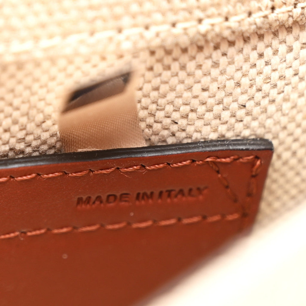Linen Calfskin Small Marcie Saddle Bag Sepia Brown