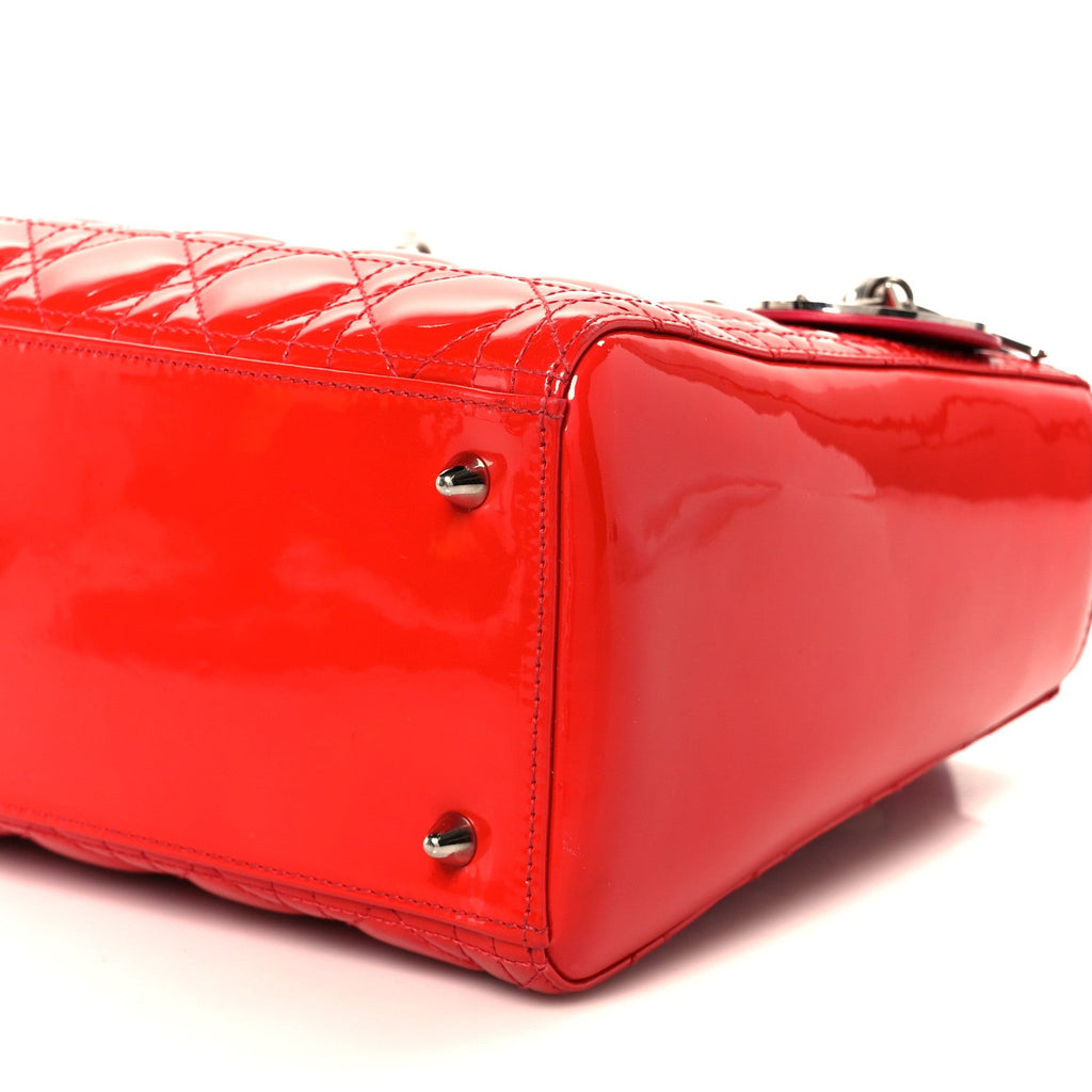 Patent Cannage Whipstitch Medium Lady Dior Red