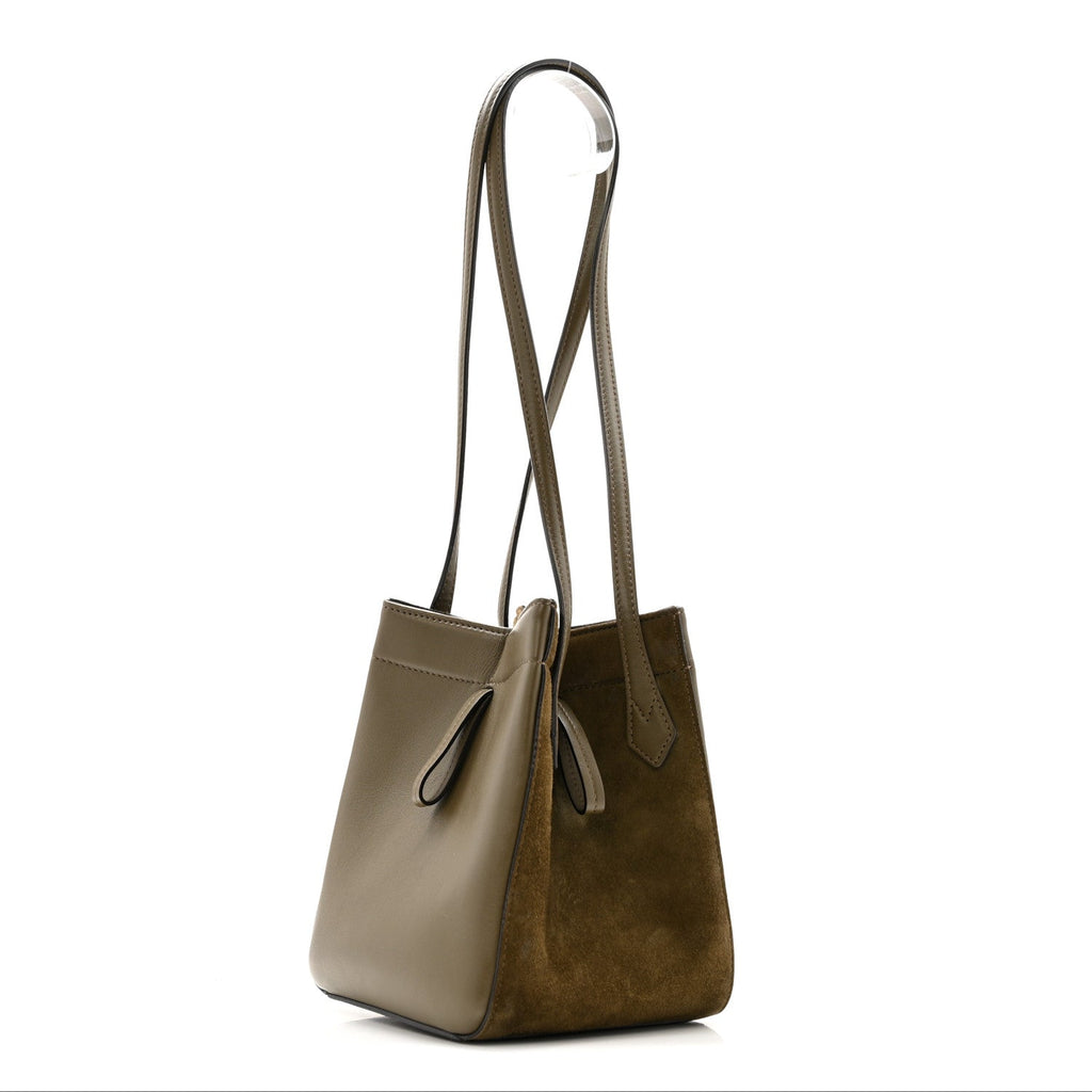 Vitello Vernice Camoscio Mini Fendi Origami Military Brown Avocado