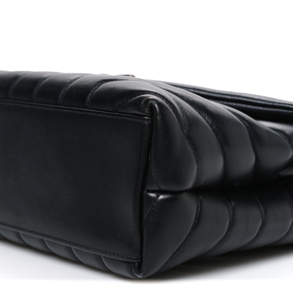Calfskin Y Quilted Monogram Small Loulou Chain Satchel Black