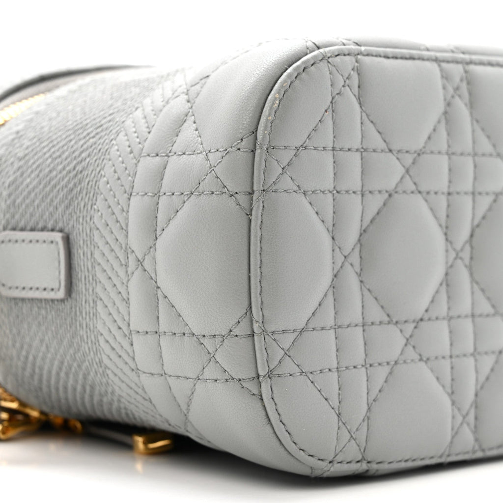 Lambskin Cannage Small Diortravel Vanity Case Cloud Blue