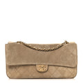 Suede Calfskin Small Souplissimo Maxi Flap Dark Beige
