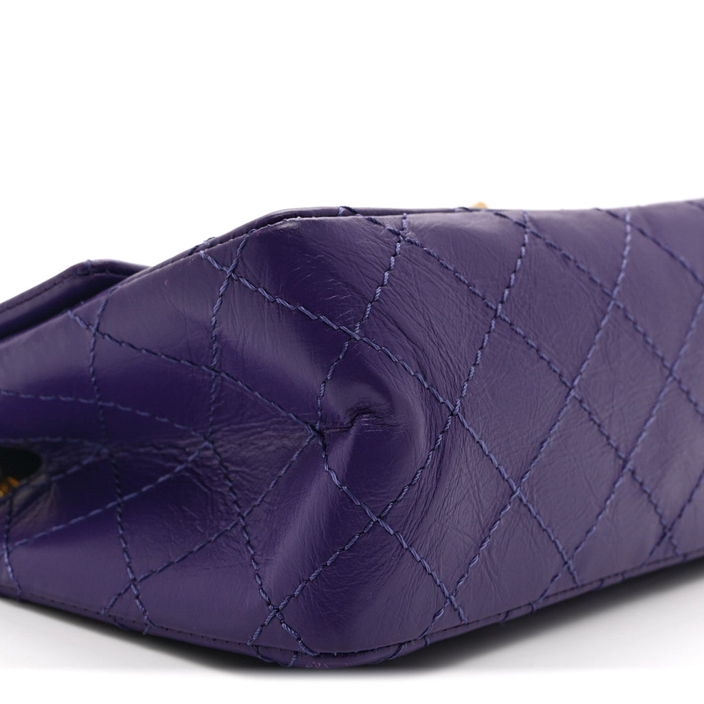 Aged Calfskin Quilted 2.55 Reissue Mini Flap Purple