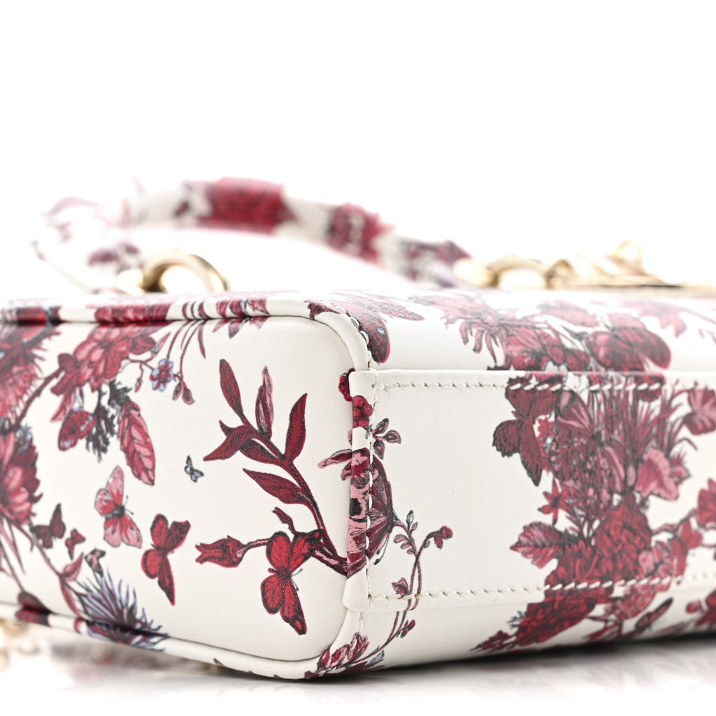 Calfskin Le Coeur Des Papillons Small Lady D-Joy White