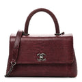 Lizard Mini Coco Handle Flap Burgundy