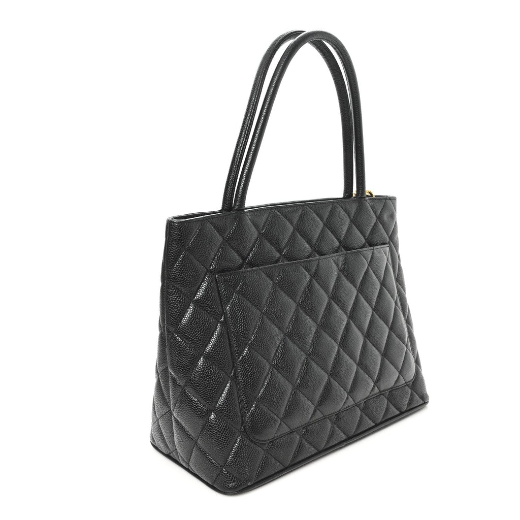 Caviar Quilted Medallion Tote Black