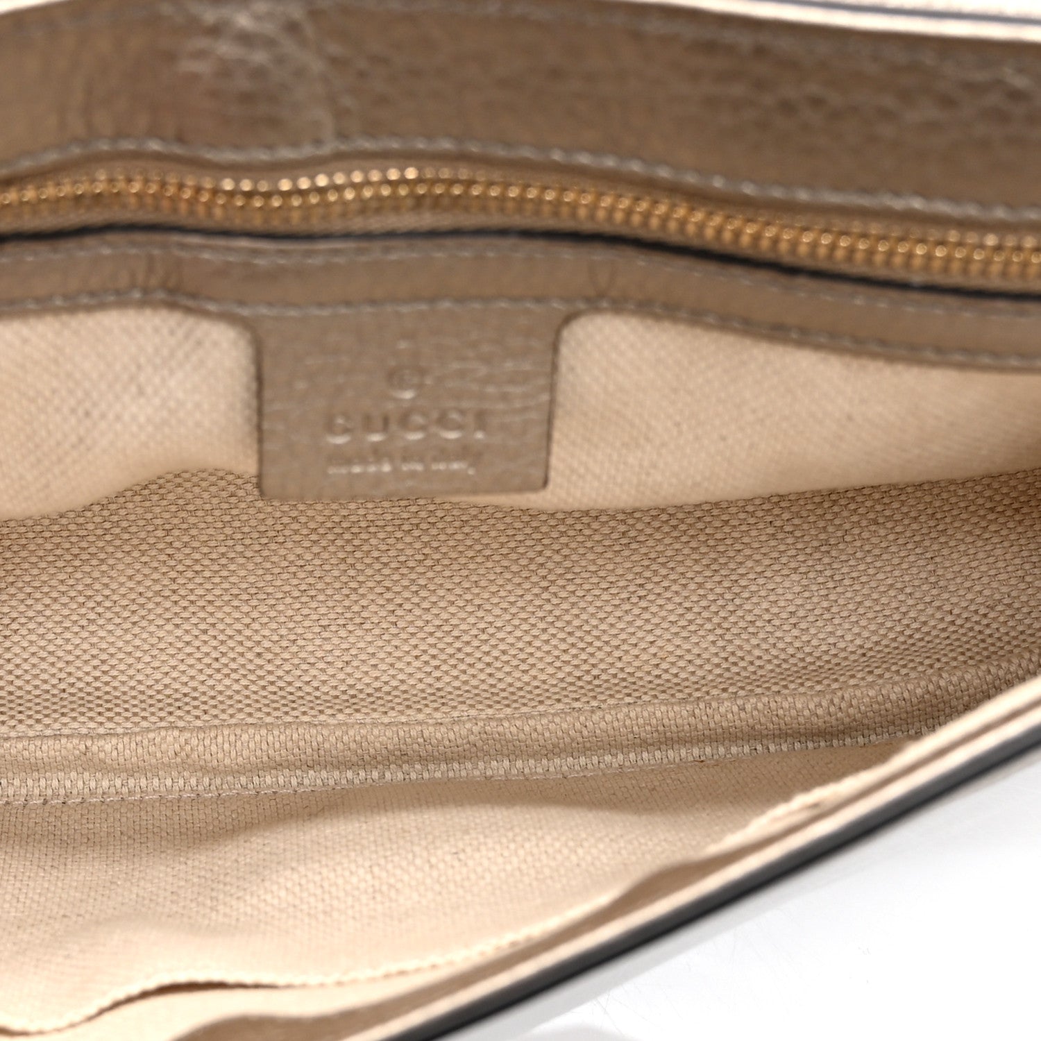 Metallic Pebbled Calfskin Medium Soho Flap Crossbody Golden Beige