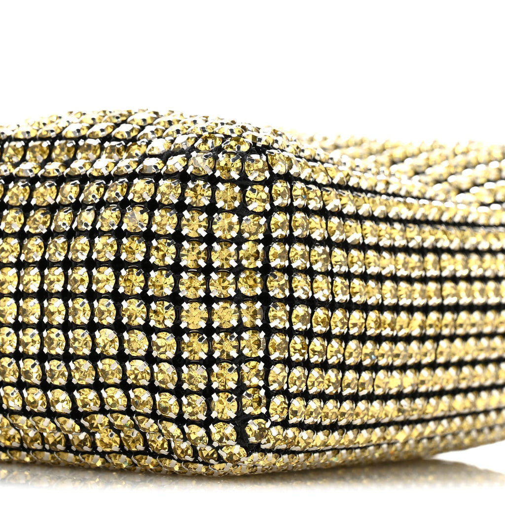 Mesh Crystal Rhinestone Mini Heiress Pouch Porcelain