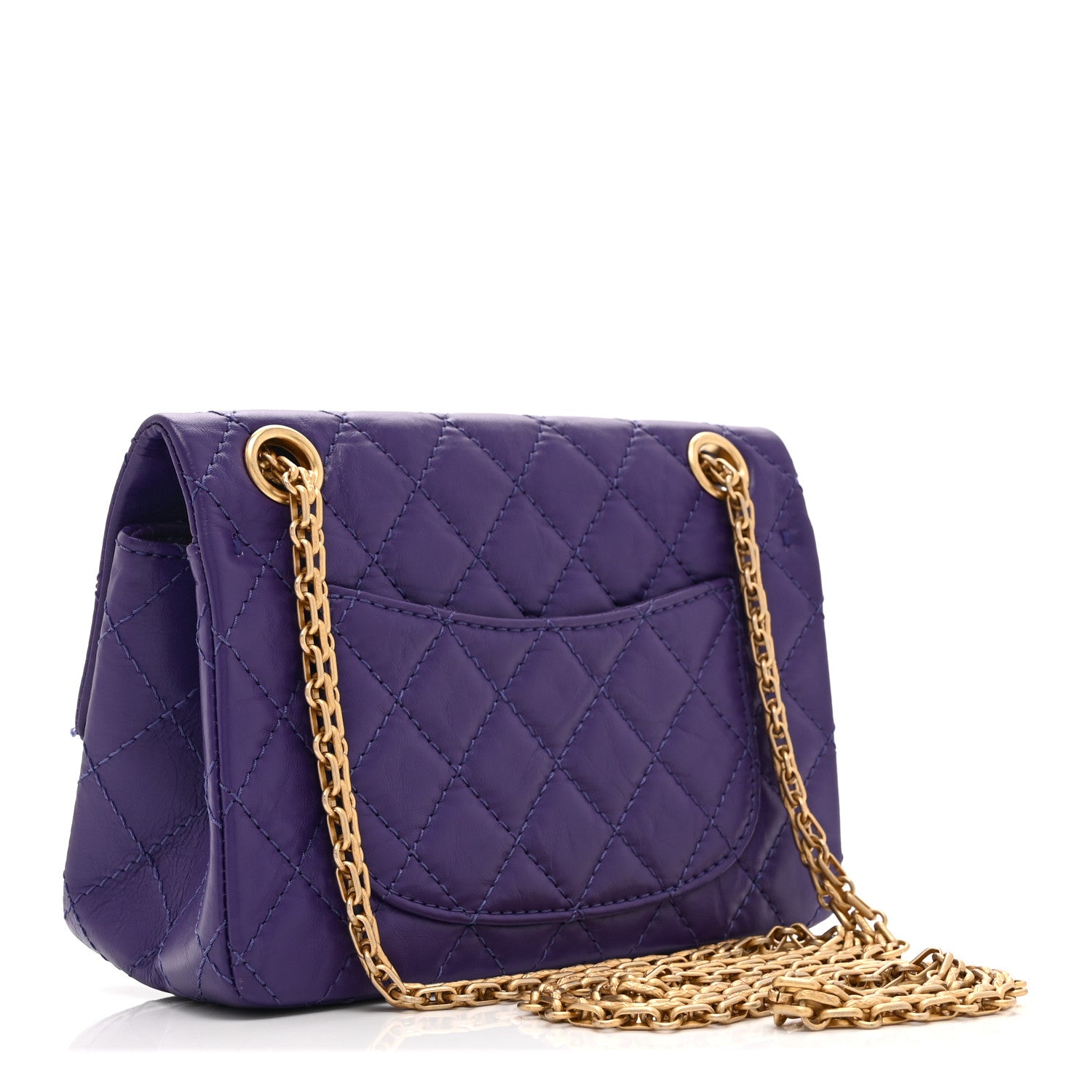Aged Calfskin Quilted 2.55 Reissue Mini Flap Purple