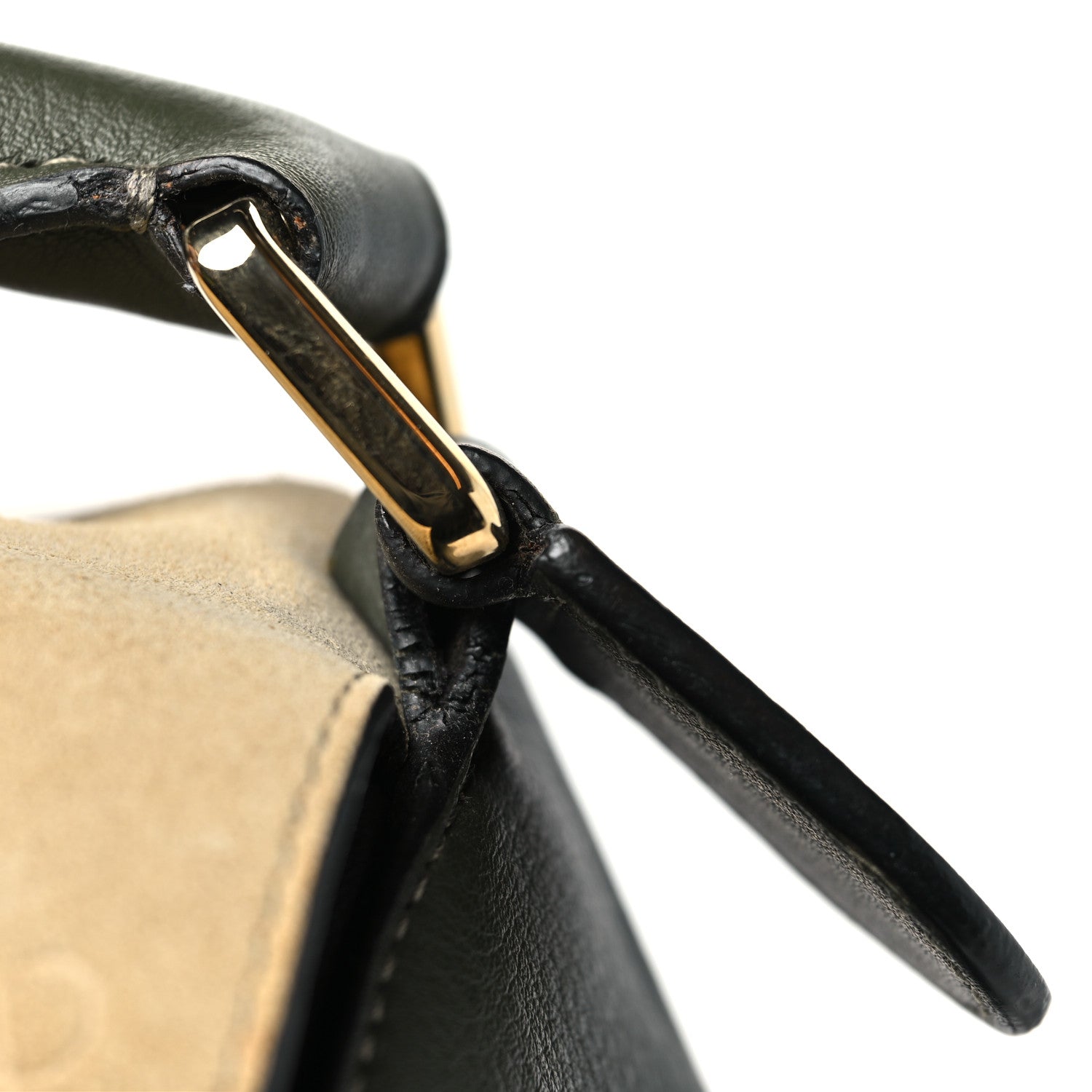 Calfskin Suede Medium Puzzle Bag Gold Avocado Green