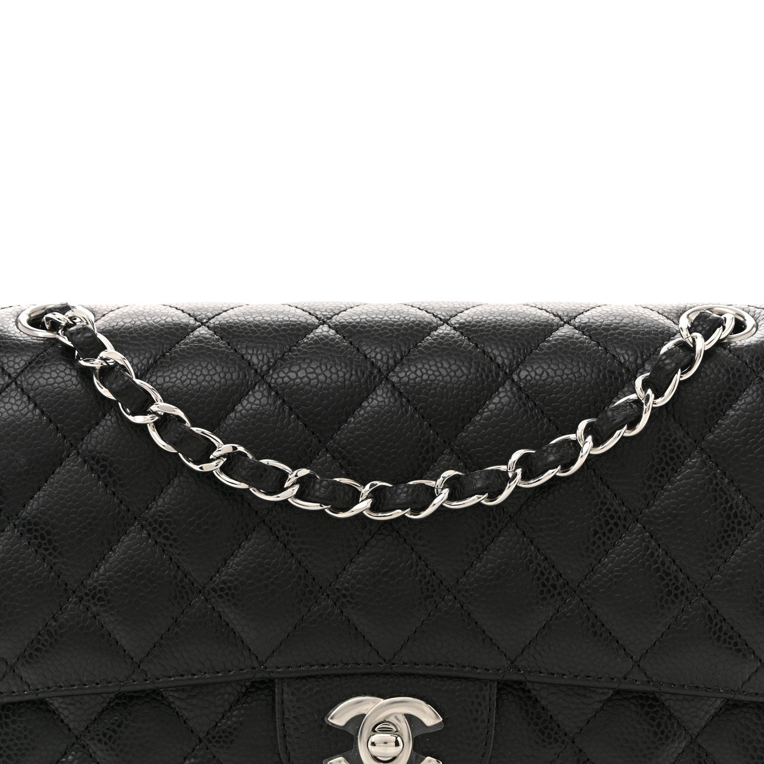 Caviar Quilted Medium Double Flap Black
