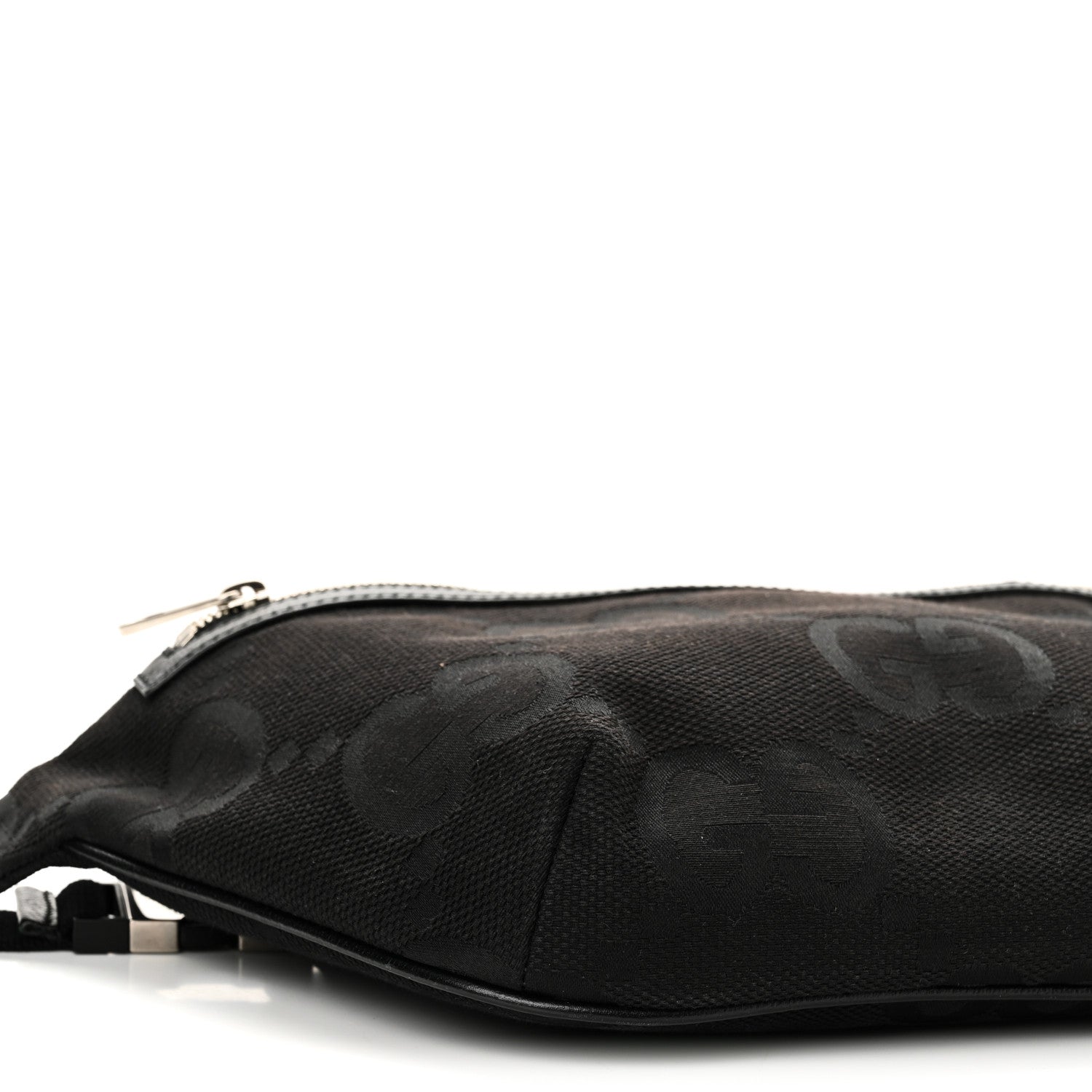 Monogram Jumbo GG Textured Dollar Calfskin Web Belt Bag Black