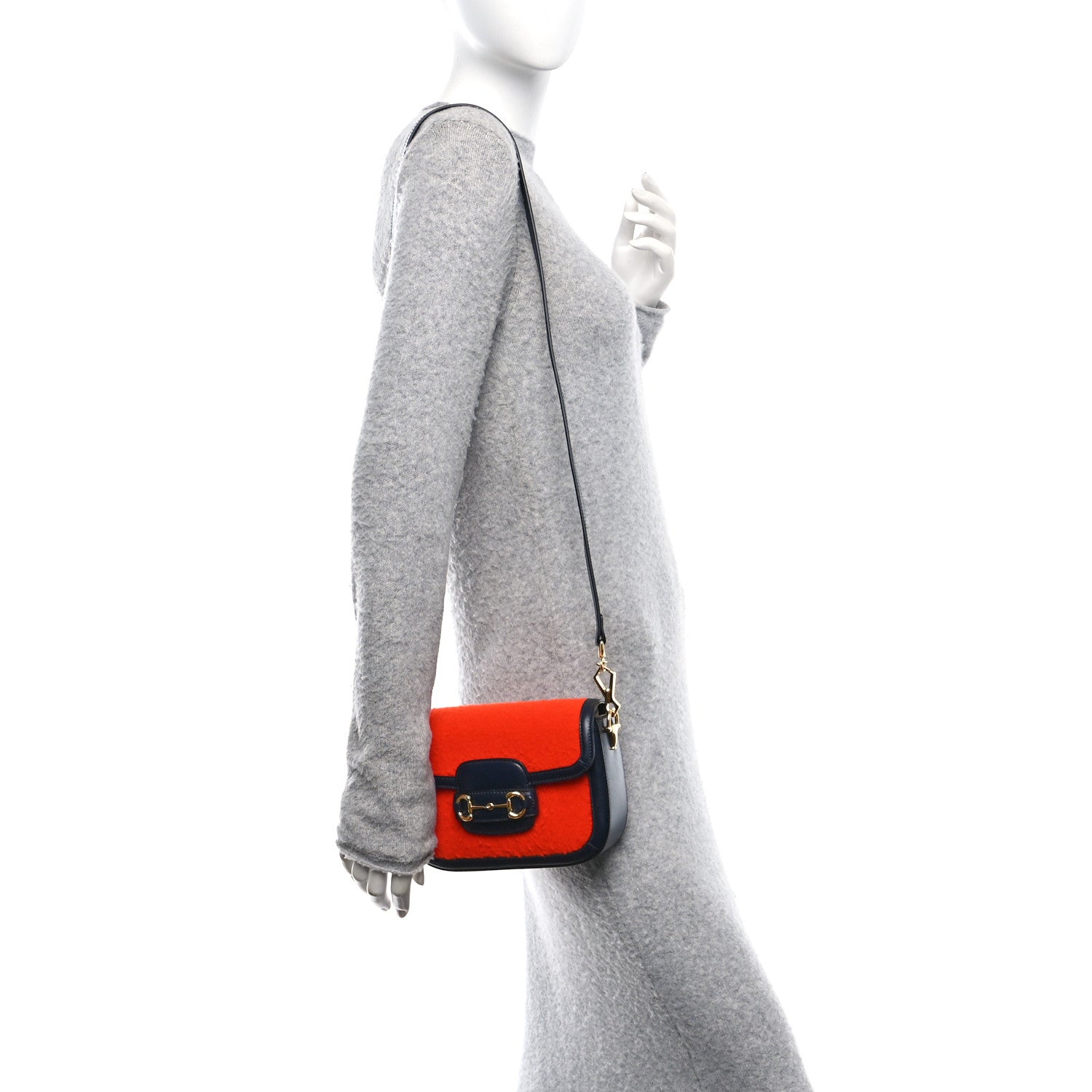 Casy Wool Azalea Calfskin Mini Horsebit 1955 Shoulder Bag Bitter Sweet Blue