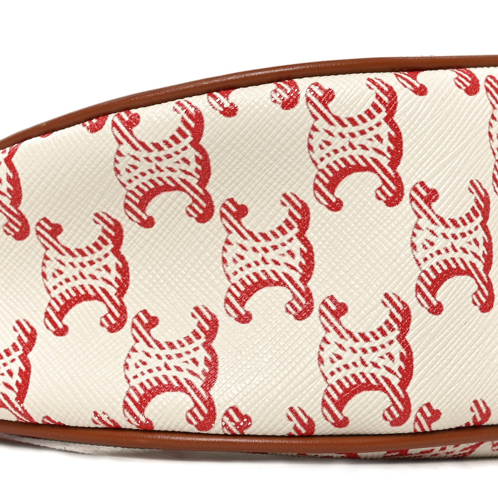Canvas Calfskin Ava Triomphe Shoulder Bag Red