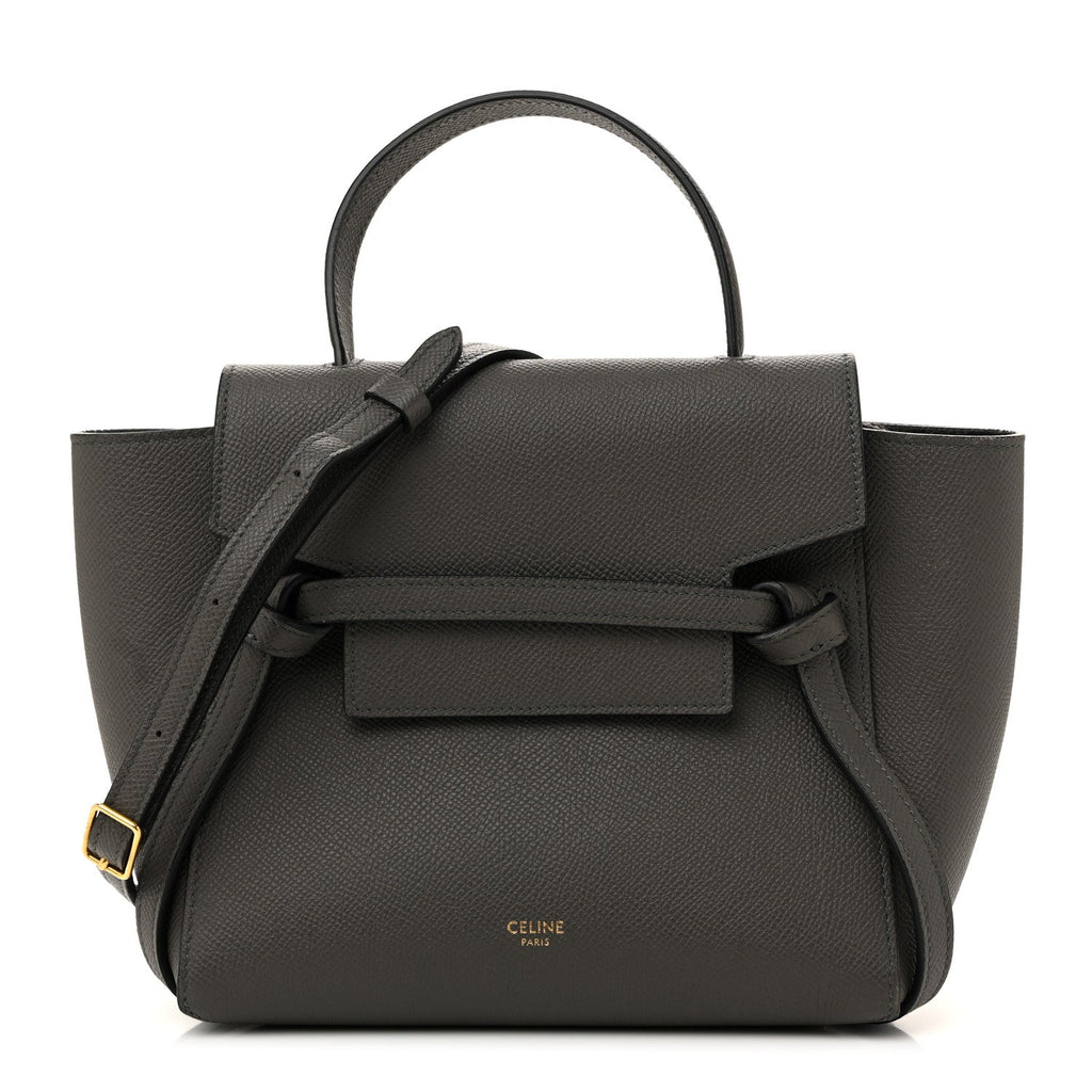 Grained Calfskin Nano Belt Bag Grey