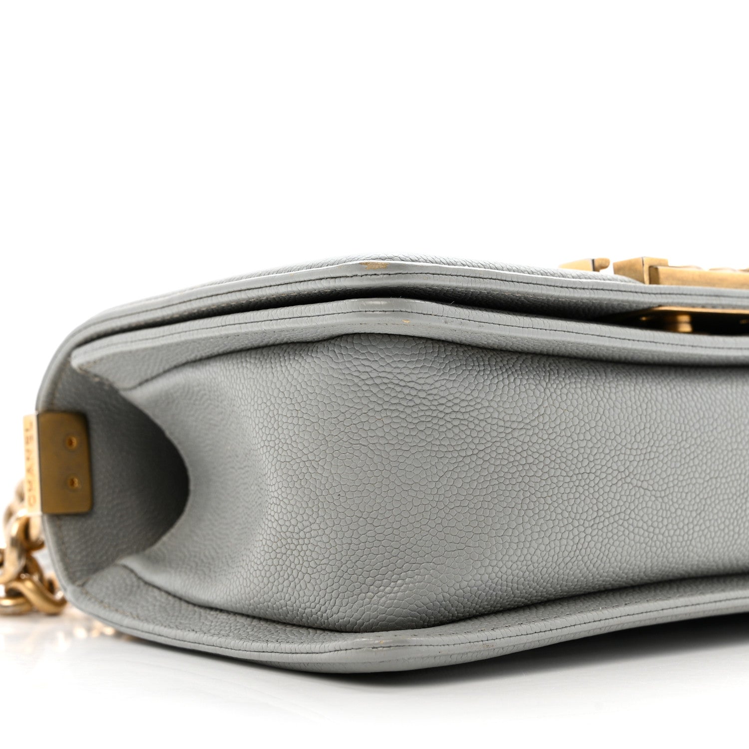 Caviar Quilted Small Boy Flap Light Grey