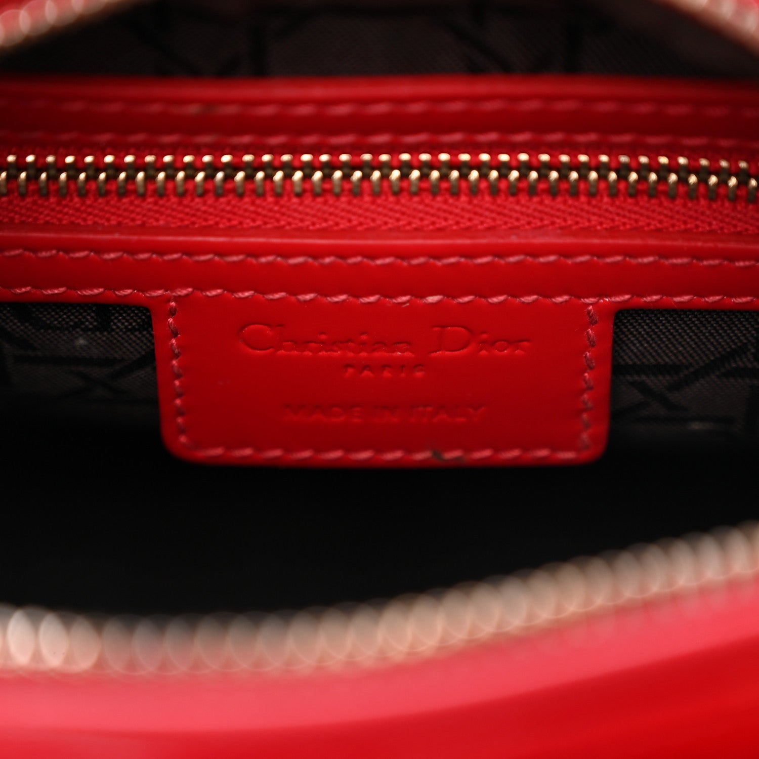 Patent Cannage Medium Lady Dior Red