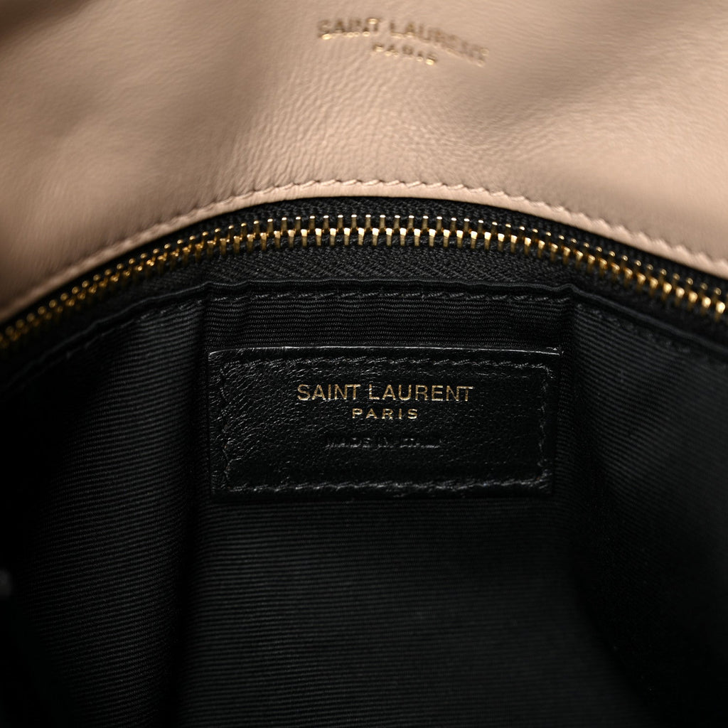 Lambskin Quilted Medium Loulou Puffer Monogram Chain Satchel Dark Beige