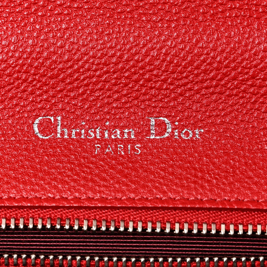 Grained Calfskin Small Diorama Flap Bag Red