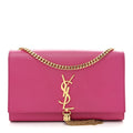 Smooth Calfskin Medium Classic Monogram Kate Tassel Satchel Fuchsia