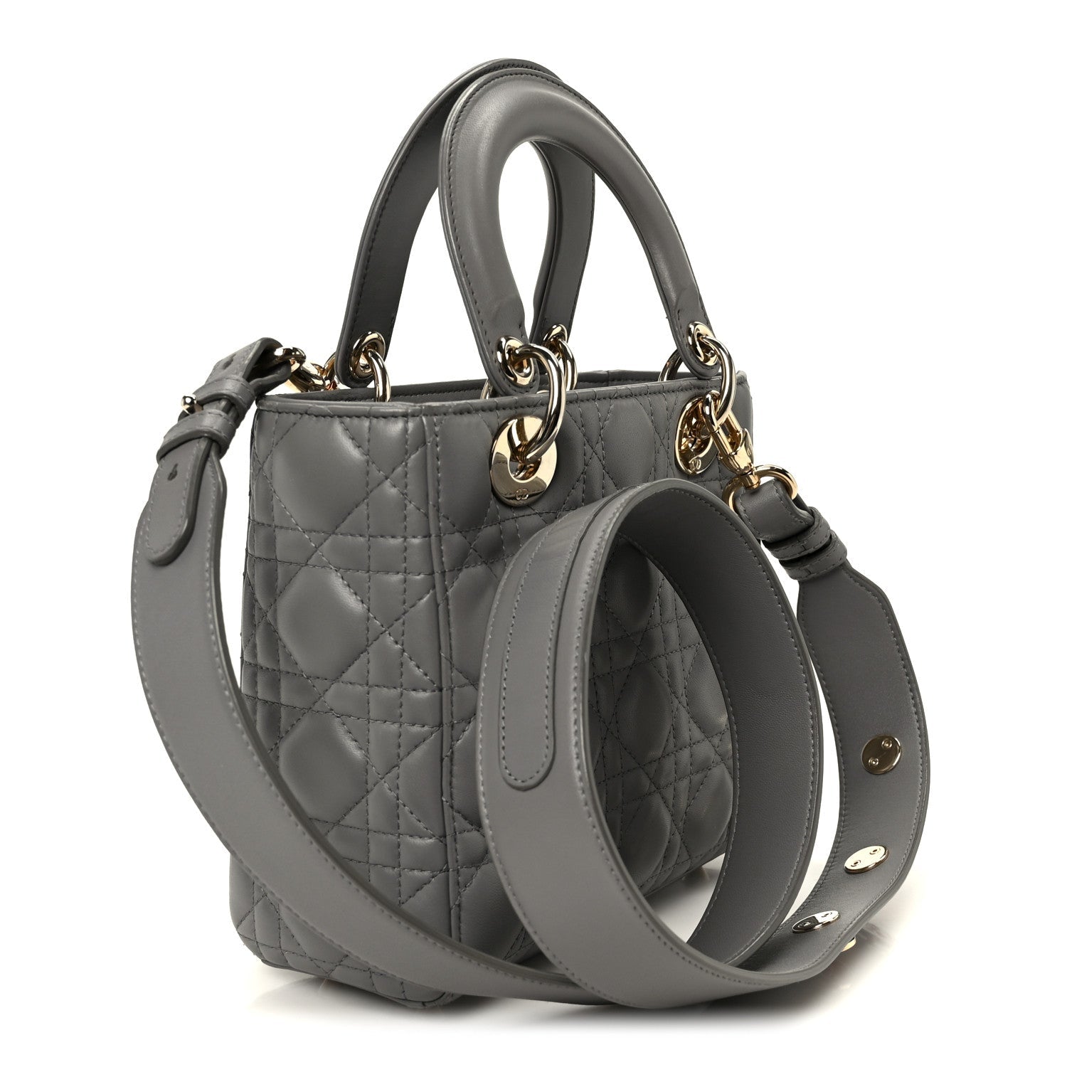 Lambskin Cannage Small Lucky Badges My Lady Dior Grey