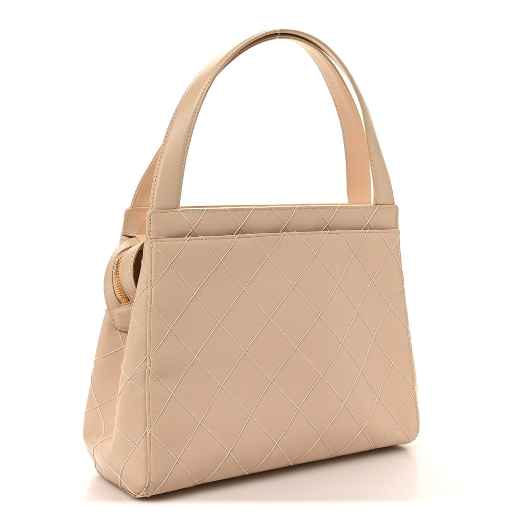 Calfskin Quilted Small Shopper Pink