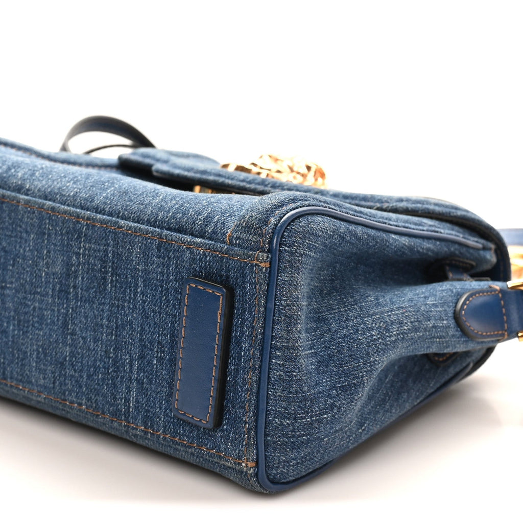 Denim La Medusa Chain Tote Navy Blue