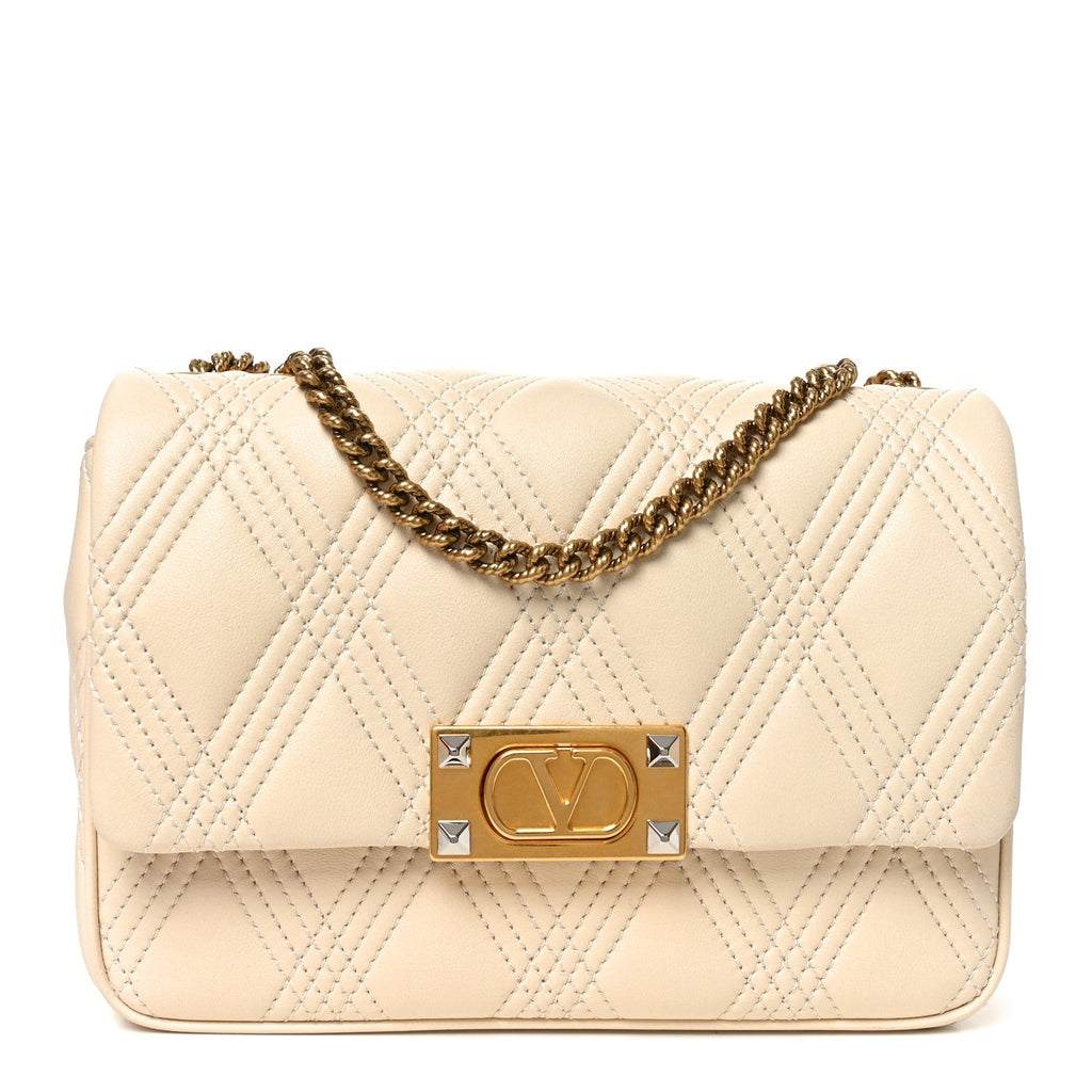 Nappa Quiltie 67 Medium Shoulder Bag Ivory