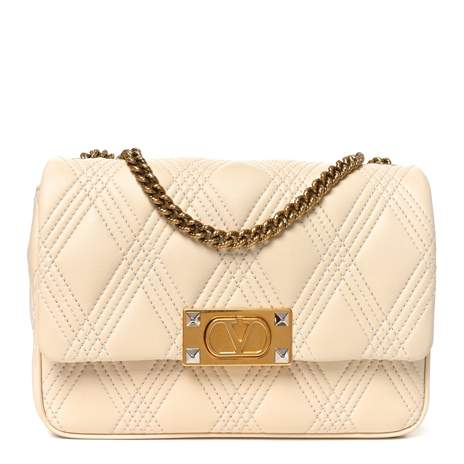 Nappa Quiltie 67 Medium Shoulder Bag Ivory