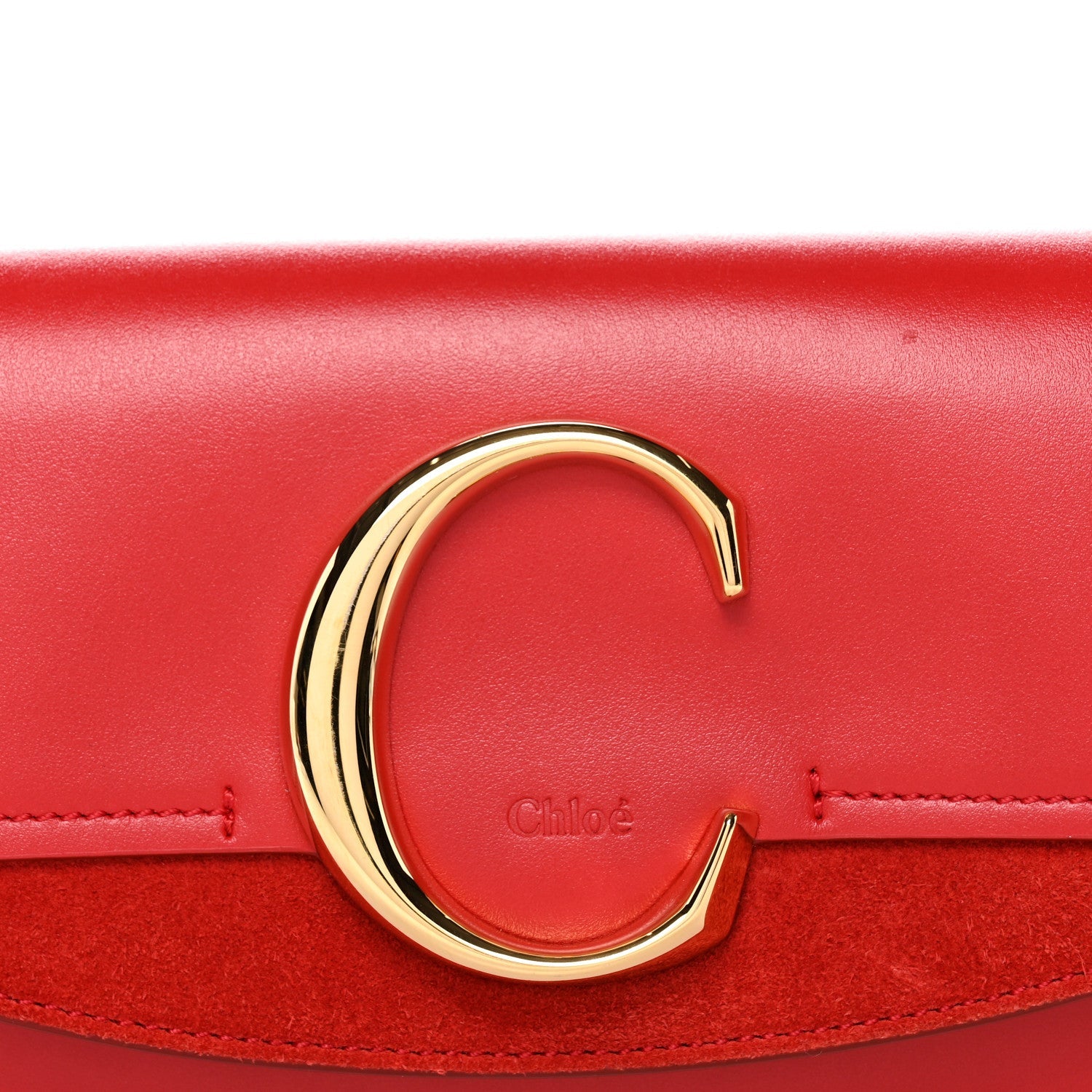 Calfskin Suede C Belt Bag Plaid Red