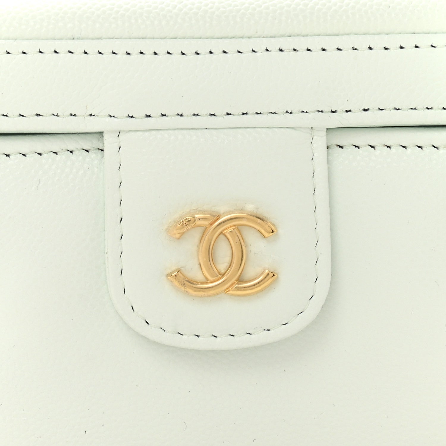 Shiny Caviar Preppy Coco Long Vanity With Strap Light Blue