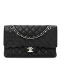 Caviar Quilted Medium Double Flap Black