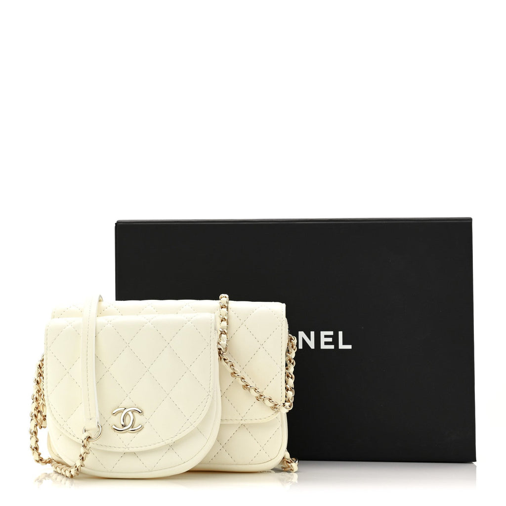 Lambskin Quilted Side Packs White