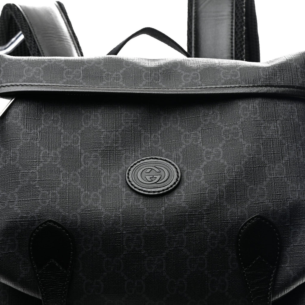 GG Supreme Monogram Azalea Calfskin Medium Retro Interlocking G Backpack Black