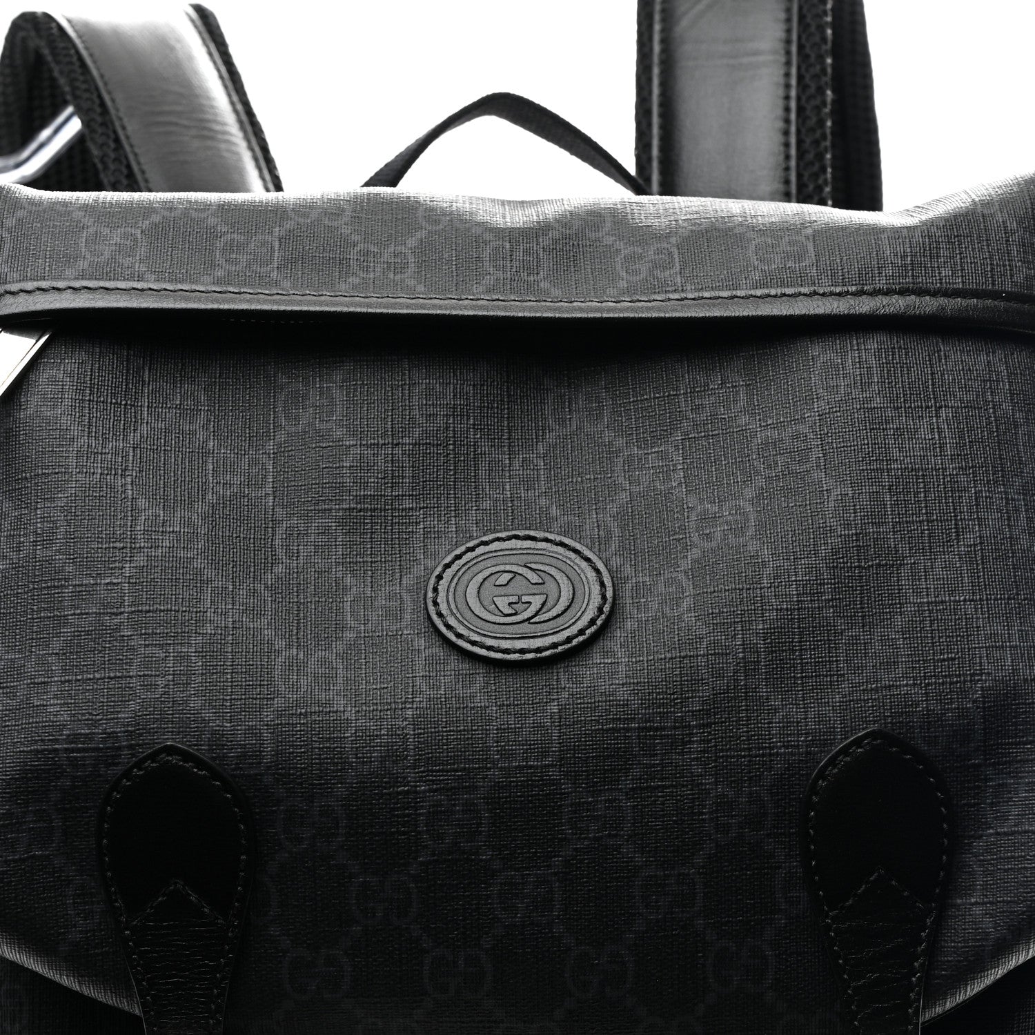 GG Supreme Monogram Azalea Calfskin Medium Retro Interlocking G Backpack Black