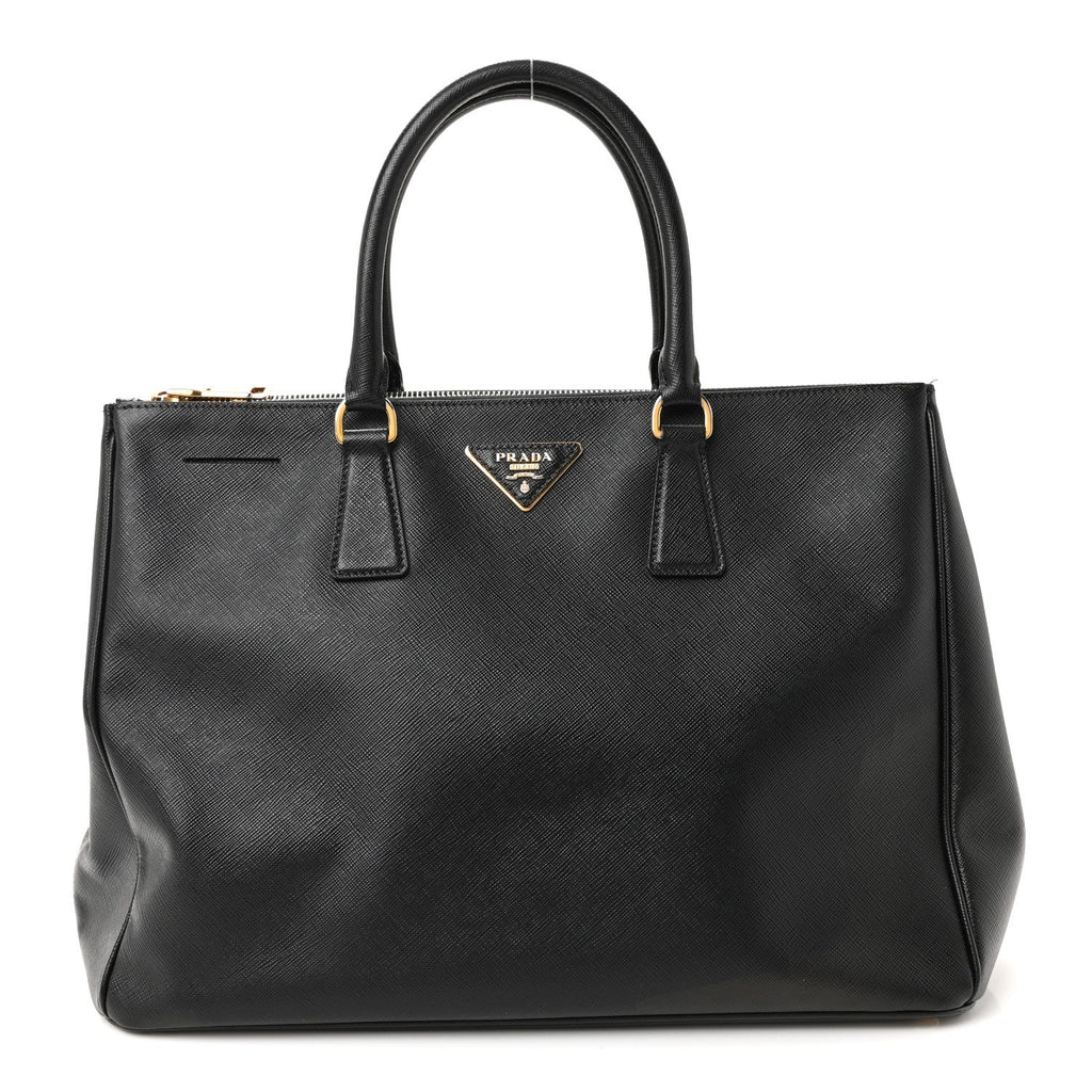 Saffiano Lux Large Galleria Double Zip Tote Black