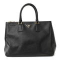 Saffiano Lux Large Galleria Double Zip Tote Black
