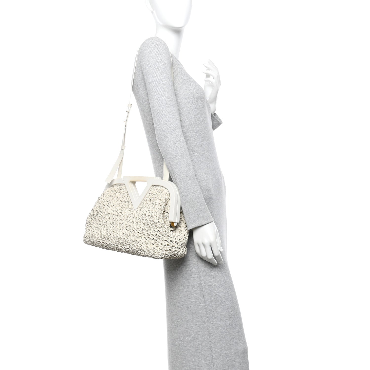 Rubber Crochet Medium The Point Triangle Bag Chalk