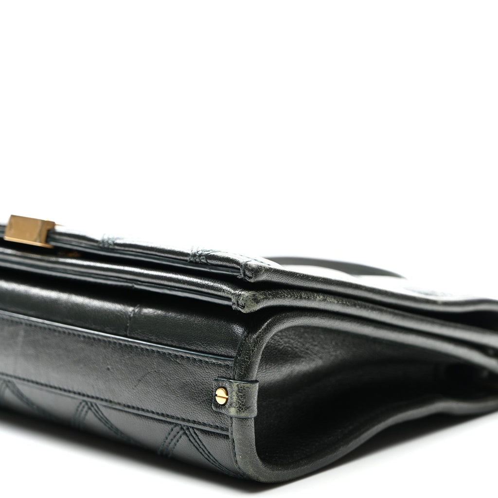 Lambskin Quilted Mini Becky Chain Bag Vert Fonce