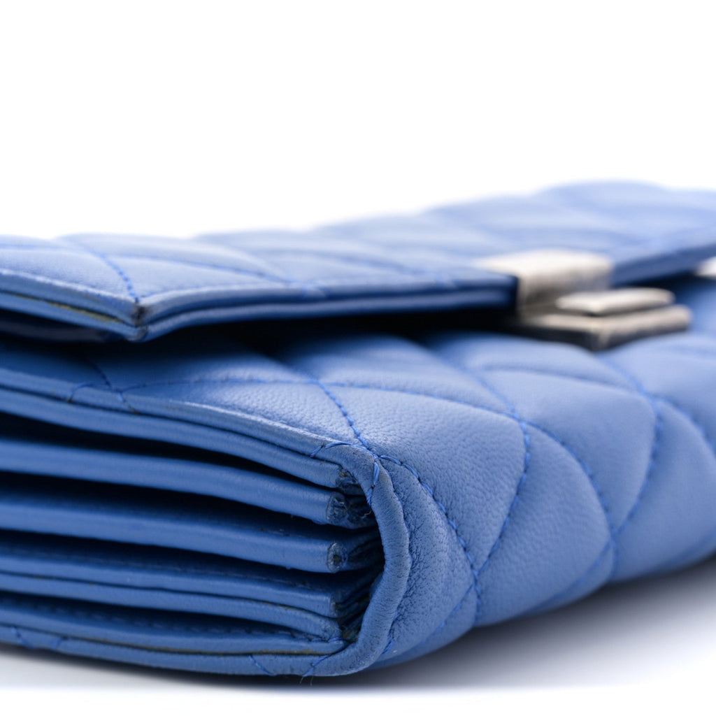 Lambskin Quilted Clutch with Chain Blue